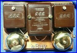 Vintage Gec Electric Bakelite Brass Bells Transformer Door Butler Shop Bell Push