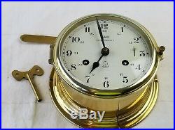 Vintage German Schatz Royal Mariner Brass Ships Clock 8 day Ships Bell Germany