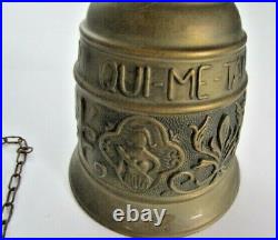 Vintage Gothic Brass Monastery Bell Vocem Meam Audit Oui Me Tangit 16 in. Tall