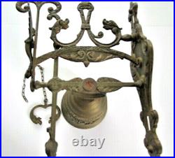 Vintage Gothic Brass Monastery Bell Vocem Meam Audit Oui Me Tangit 16 in. Tall