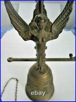Vintage Gothic Brass Monastery Bell Vocem Meam Audit Oui Me Tangit 16 in. Tall