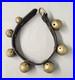 Vintage Graduated Sleigh Bells 21 Long Leather Strap 7 Brass Etched Engraved