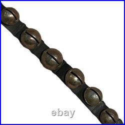 Vintage Graduated Sleigh Bells On 77 Black Leather Strap With Buckle