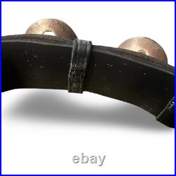 Vintage Graduated Sleigh Bells On 77 Black Leather Strap With Buckle