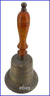Vintage Green Brass Captain's Bell Large Handheld 15 Tall Loud