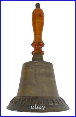 Vintage Green Brass Captain's Bell Large Handheld 15 Tall Loud