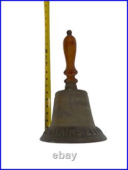 Vintage Green Brass Captain's Bell Large Handheld 15 Tall Loud