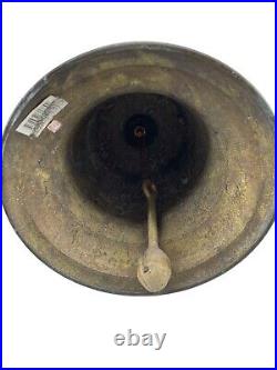 Vintage Green Brass Captain's Bell Large Handheld 15 Tall Loud