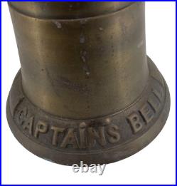 Vintage Green Brass Captain's Bell Large Handheld 15 Tall Loud