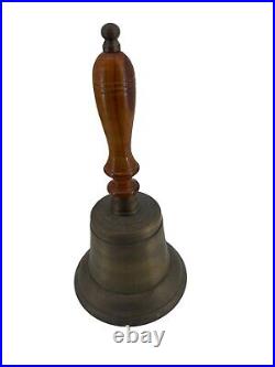 Vintage Green Brass Captain's Bell Large Handheld 15 Tall Loud
