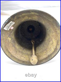 Vintage Green Brass Captain's Bell Large Handheld 15 Tall Loud