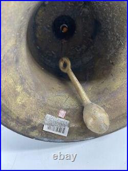 Vintage Green Brass Captain's Bell Large Handheld 15 Tall Loud