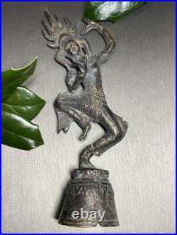 Vintage Hand Bell Bronze Thai Dancer Statue Estate Pre-Owned Unusual Patinated