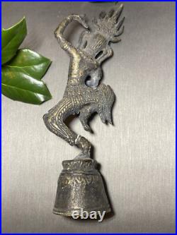 Vintage Hand Bell Bronze Thai Dancer Statue Estate Pre-Owned Unusual Patinated