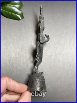 Vintage Hand Bell Bronze Thai Dancer Statue Estate Pre-Owned Unusual Patinated