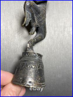 Vintage Hand Bell Bronze Thai Dancer Statue Estate Pre-Owned Unusual Patinated