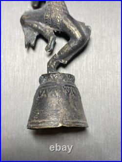Vintage Hand Bell Bronze Thai Dancer Statue Estate Pre-Owned Unusual Patinated