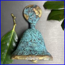 Vintage Hand Bell Greek Goddess Hygieia BiasRelief Estate Pre-Owned Heavy Bronze