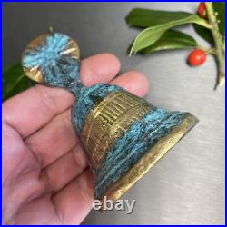 Vintage Hand Bell Greek Goddess Hygieia BiasRelief Estate Pre-Owned Heavy Bronze