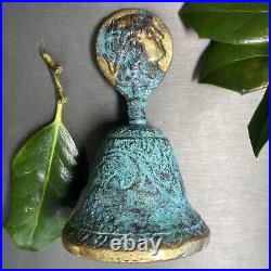 Vintage Hand Bell Greek Goddess Hygieia BiasRelief Estate Pre-Owned Heavy Bronze