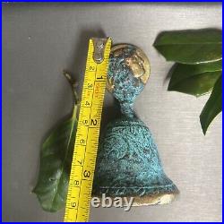 Vintage Hand Bell Greek Goddess Hygieia BiasRelief Estate Pre-Owned Heavy Bronze
