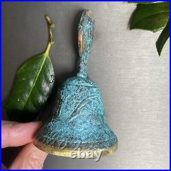 Vintage Hand Bell Greek Goddess Hygieia BiasRelief Estate Pre-Owned Heavy Bronze