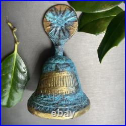 Vintage Hand Bell Greek Goddess Hygieia BiasRelief Estate Pre-Owned Heavy Bronze