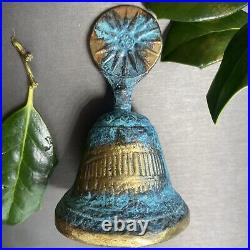 Vintage Hand Bell Greek Goddess Hygieia BiasRelief Estate Pre-Owned Heavy Bronze