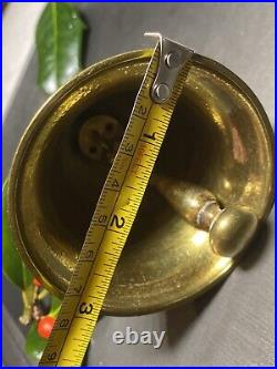 Vintage Hand Bell Hunting Scene Bias-Relief Estate Pre-Owned Heavy Bronze
