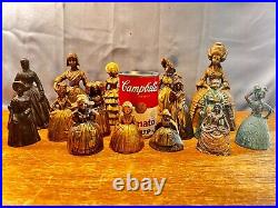 Vintage Hand Bells Woman Figures Lot of 15 Silver/Brass/Bronze Antiques