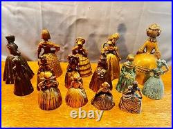 Vintage Hand Bells Woman Figures Lot of 15 Silver/Brass/Bronze Antiques