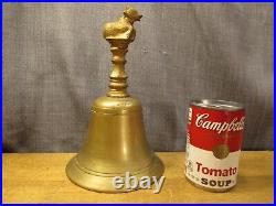 Vintage Hand Held Bell Cow Bull Heavy Brass Antique