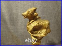 Vintage Hand Held Bell Cow Bull Heavy Brass Antique