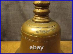 Vintage Hand Held Bell Cow Bull Heavy Brass Antique