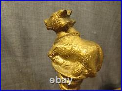 Vintage Hand Held Bell Cow Bull Heavy Brass Antique