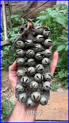 Vintage Hand Made Brass Indian Folk Dancer Ankle Tying Bell Belt Ghungroo Anklet