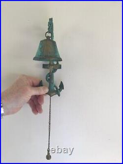 Vintage Hanging Brass Bell Made in Greece 9 Tall