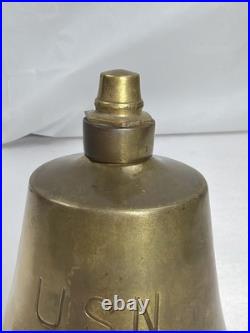 Vintage Heavy Brass Bell Engraved USN