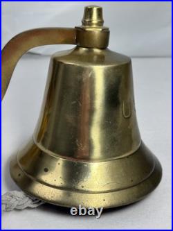 Vintage Heavy Brass Bell Engraved USN