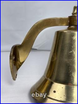 Vintage Heavy Brass Bell Engraved USN