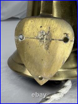 Vintage Heavy Brass Bell Engraved USN