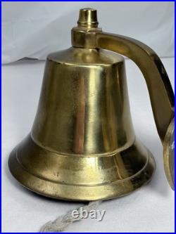 Vintage Heavy Brass Bell Engraved USN