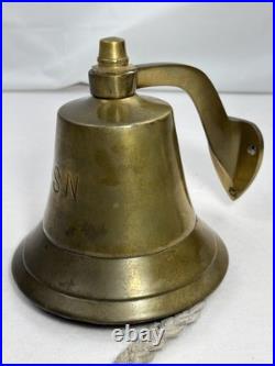 Vintage Heavy Brass Bell Engraved USN