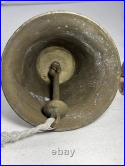 Vintage Heavy Brass Bell Engraved USN