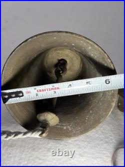 Vintage Heavy Brass Bell Engraved USN