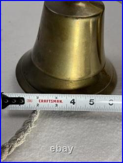 Vintage Heavy Brass Bell Engraved USN
