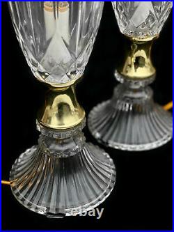 Vintage Hollywood Regency Classical Pressed Glass Shade Table Lamps a Pair