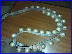 Vintage Horse Harness Sleigh 30 Brass Bells Original Leather Strap