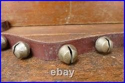Vintage Horse Sleigh Bells 11 Amish Brass Bells with Leather Strap Buckle 56 Long
