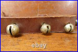 Vintage Horse Sleigh Bells 15 Amish Brass Bells with Leather Strap Buckle 68 Long